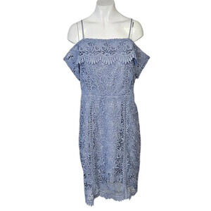 Revolve J.O.A Cold Shoulder Lace Dress Lavendar Size Large Zip Back Crochet